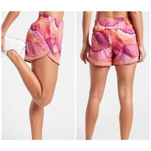 Athleta Womens Shorts Pink Printed
Mesh Racer Run Short Mid Rise 4" Small